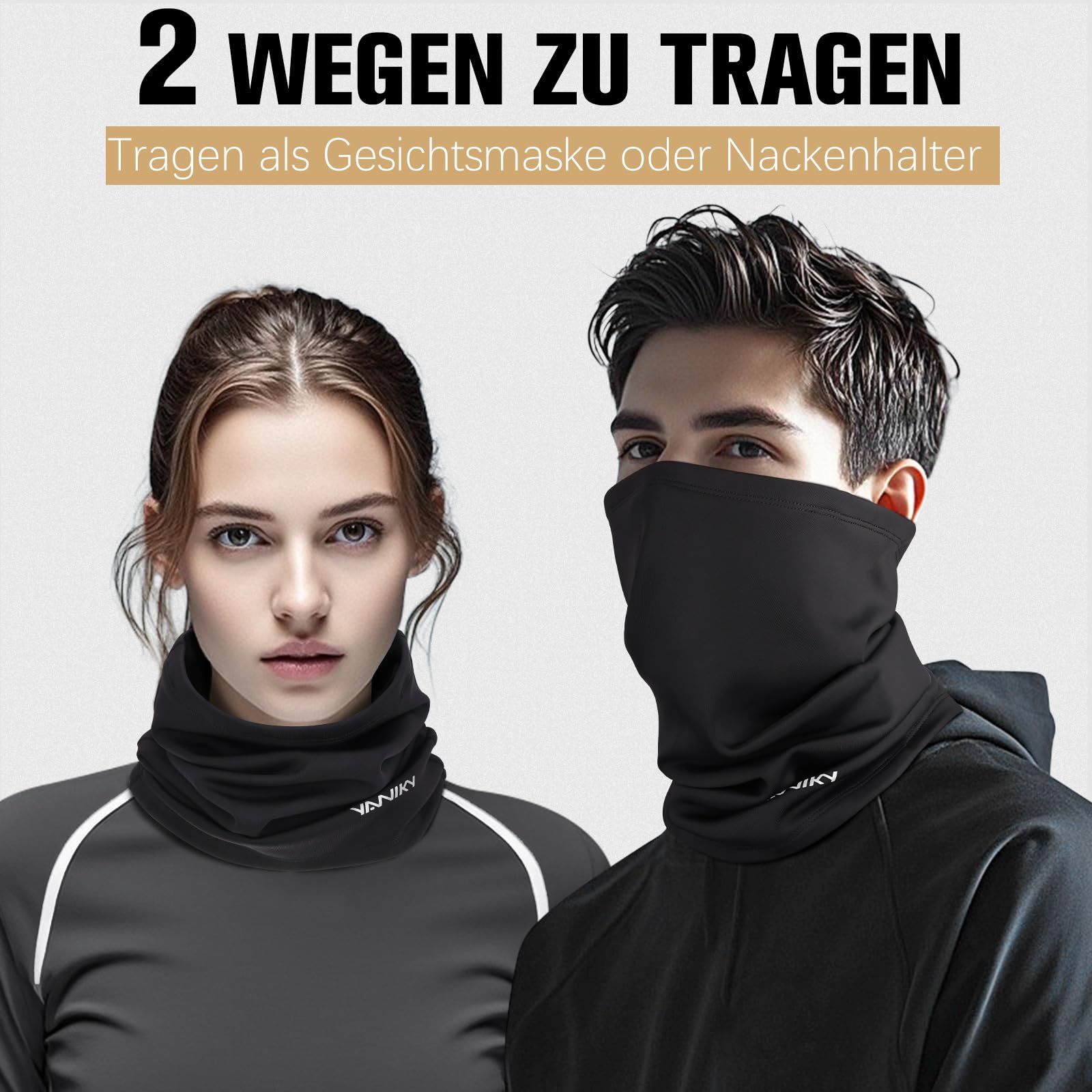 YANIKY Loopschal Multifunktionstuch Winddicht Schlauchschal Neckwarmer Herren Ski Gesichtsschutz Halstuch Thermal Fleece Sportschal Halswärmer für Skifahren Fahrrad Jogging ﻿ (Schwarz) 4