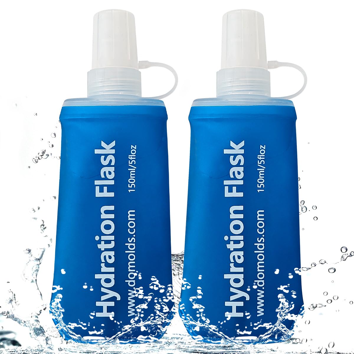 TXSN 150ML Soft Flask, Running Water Bottle Foldable TPU Hydration Flask for Running Hydration Pack Cycling Hiking Marathon, Pack of 2