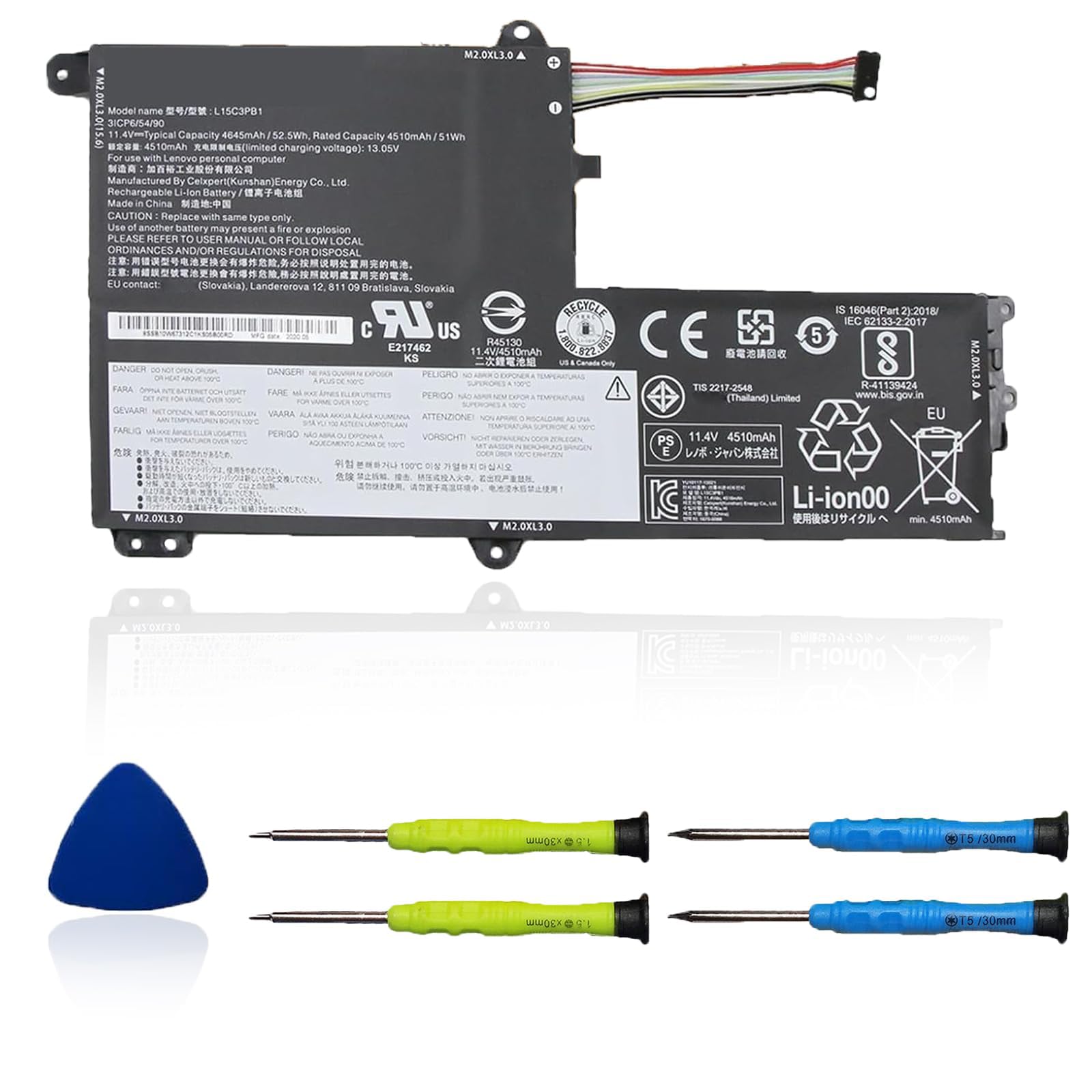 Photo 1 of OUWEE L15C3PB1 Laptop Battery Compatible with Lenovo IdeaPad 330S-14AST 330S-14IKB 330S-15ARR 330S-15AST 330S-15IKB GTX1050 Series Notebook L15M3PB0 L15L3PB0 5B10Q39206 11.4V 52.5Wh 4645mAh(Shape-B)