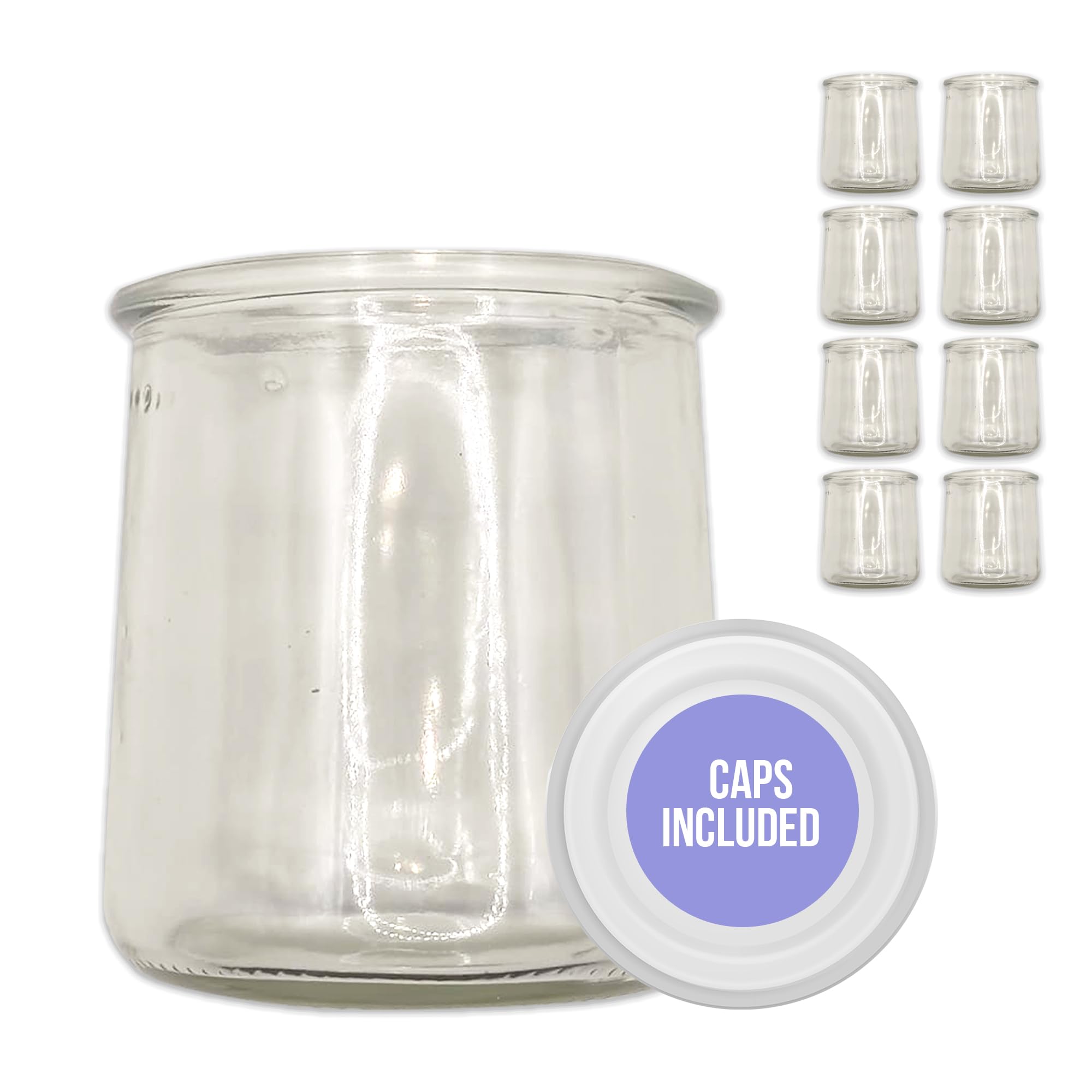 Xilmark Yogurt Glasses with Lid 200 ml, Yogurt Cup, Yogurt Jar, Yogurt Jars with Plastic Lid, Dessert Cups (PACK 8)