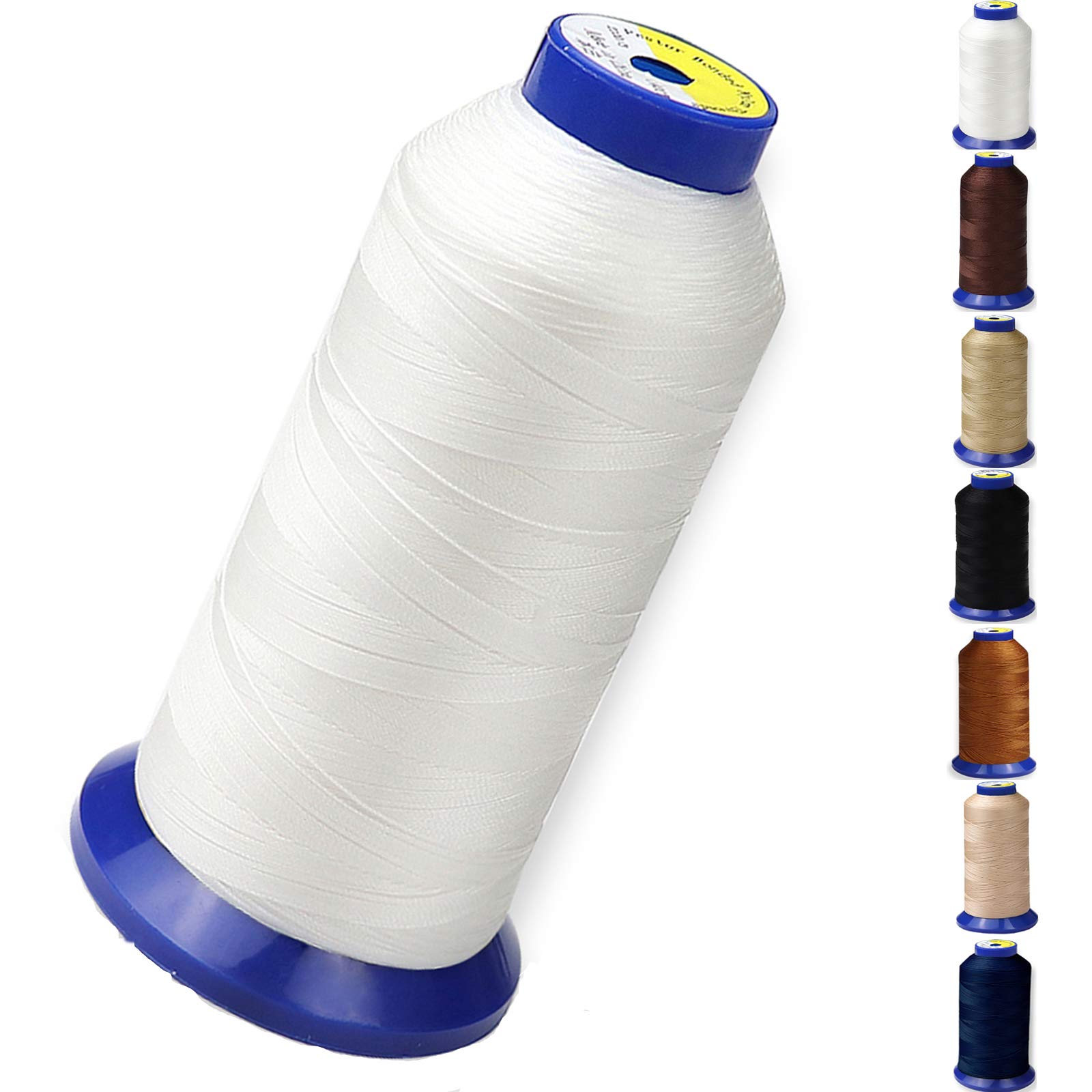 Bonded Nylon Thread for Sewing Leather,Upholstery,Jeans and Wig; #69 T70 Size 210D/3 1400 Yards (White)