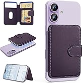 TopMade for Magsafe Wallet, Strongest Magnetic Card Holder for iPhone 17/16/15/14/13/12 Series, Slim Magnetic Phone Wallet, RFID Blocking, Vegan Leather, Open ID Window, 4 Cards Holder, Purple