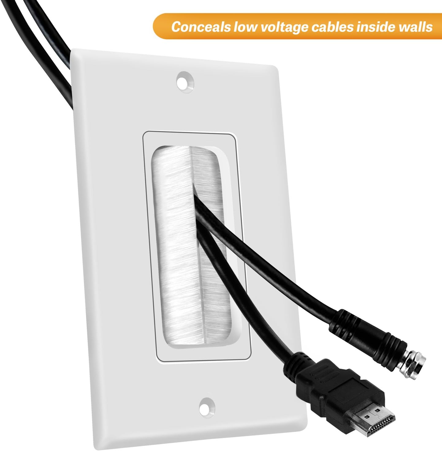 TOPGREENER Bristled Brush Wall Plate Multimedia Pass-Through Insert with Decorator Wall Plate for Low Voltage Cables, Size 1-Gang 4.50" x 2.75", Polycarbonate Thermoplastic, TG8891-6PCS, White 6 Pack: Home Audio & Theater