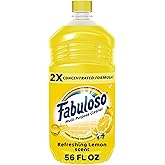 Fabuloso 2X All-Purpose Cleaner, Refreshing Lemon Scent, 56 fl oz | No Rinse Floor Cleaner, Long-Lasting Freshness, Multi-Purpose Cleaner, Concentrated Formula, Everyday Cleaning, No Residue