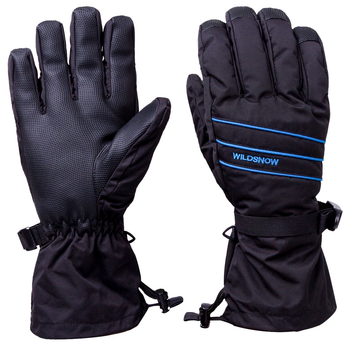 WILD SNOW Men\'s Anti-Slip Ski Gloves Winter Warm Waterproof Windproof Gloves for Snowboarding Cycling Biking Size XL(Black 2)