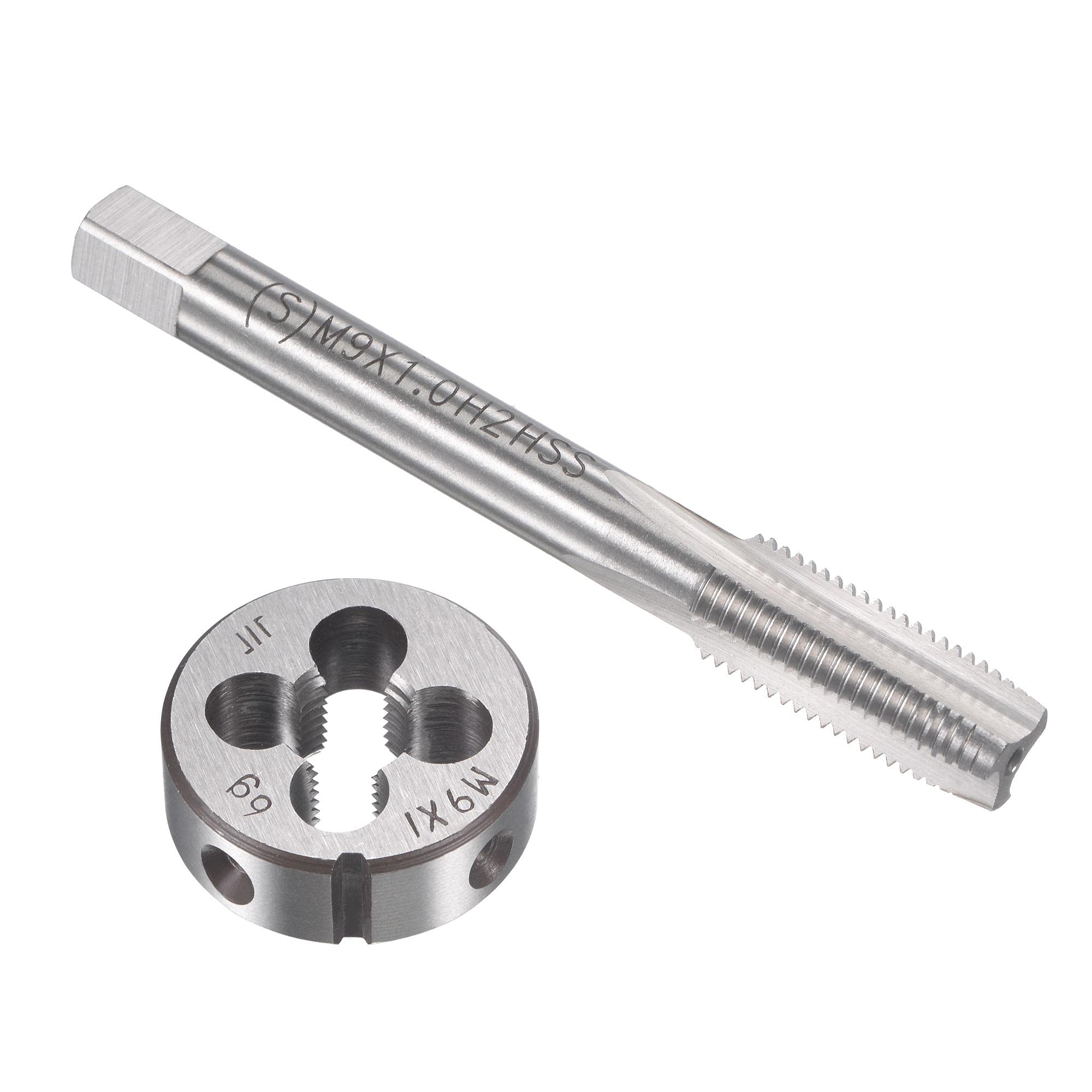 sourcing map M9 x 1mm Metric Tap and Die Set, Machine Thread Screw Tap with Round Threading Die, Tap & Die Kit for Nut Screw Bolt Thread Repair