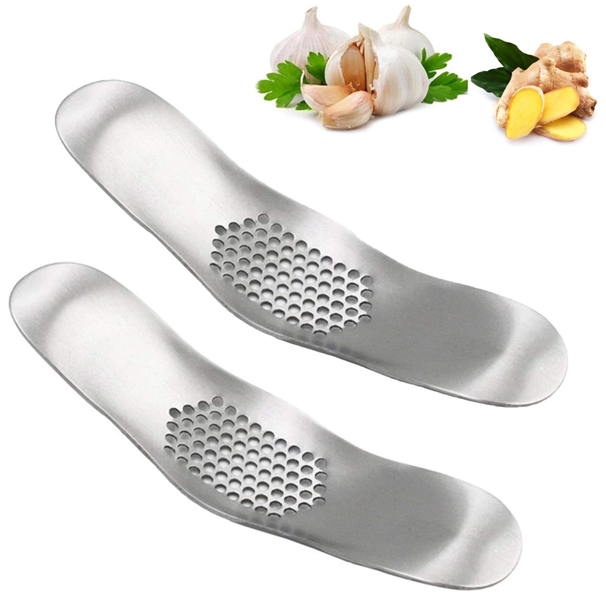 2 Pieces Garlic Rocker Mincer Garlic Press Solid Stainless Steel Rocker Garlic Crusher Made of Solid Stainless Steel and Ergonomic Garlic Press and Kitchen Garlic Gadgets