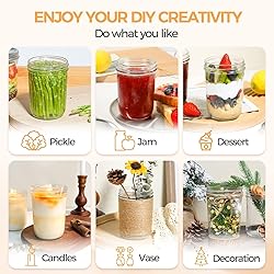 ComSaf Mason Jars 16 oz with lids - 4 Pack, Pint