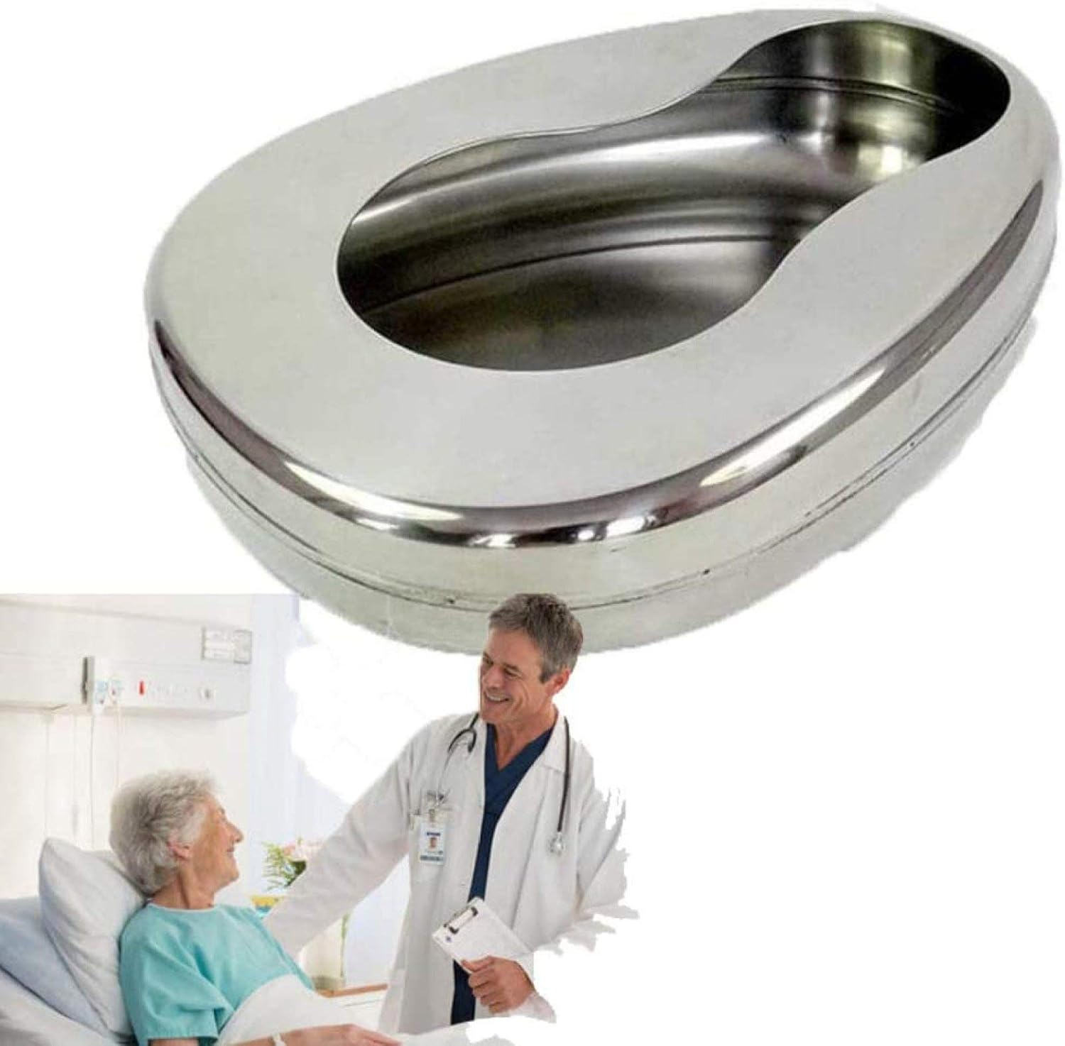 DIOU Stainless Steel Bed Pans,Bedridden Paralyzed Elderly