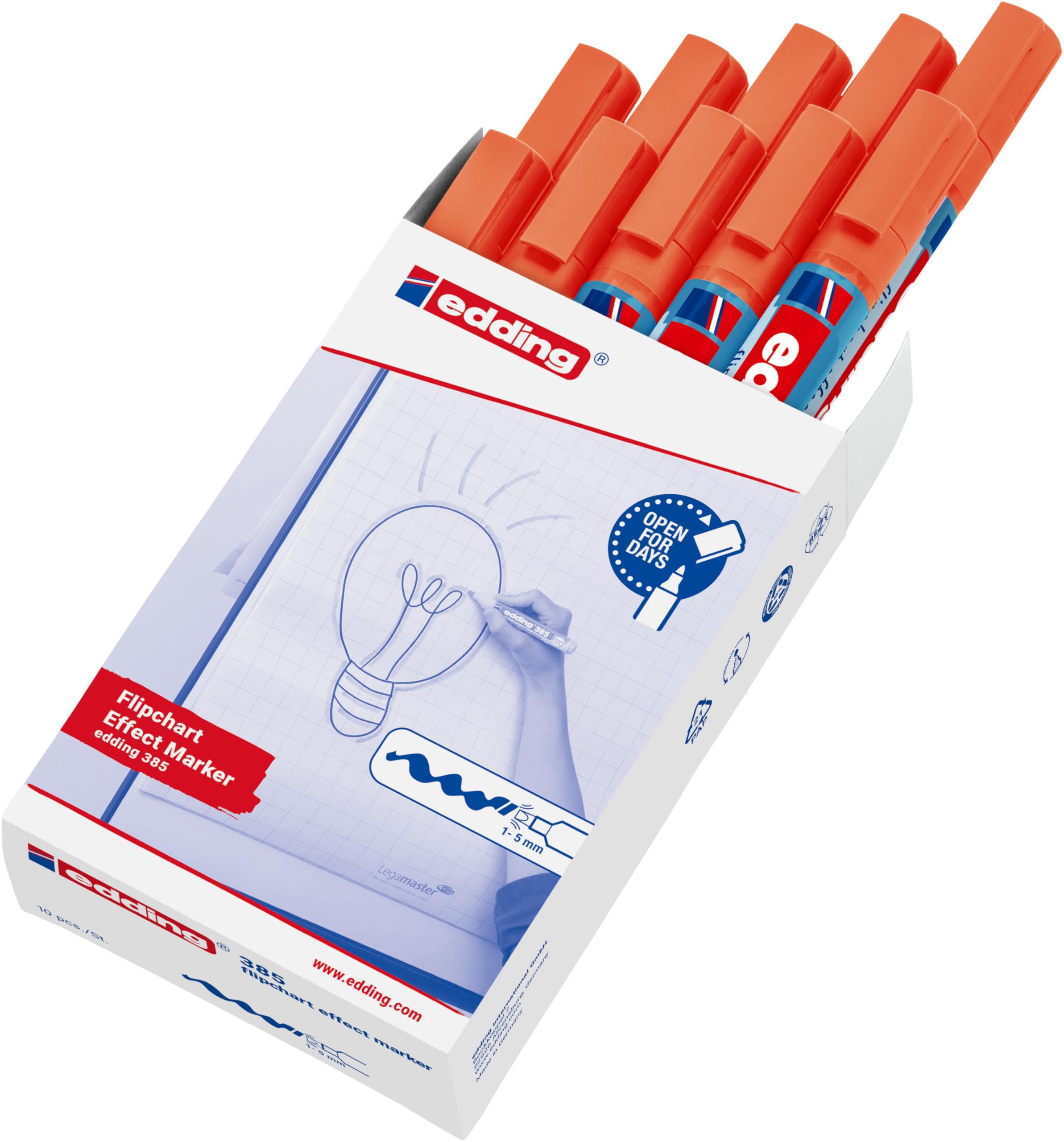 edding 385 Flipchart Effektmarker - orange - 10er Pack - flexible Pinselspitze 1-5 mm - Marker zum Hervorheben, Schattieren und Markieren auf Flipchartpapier - blutet nicht aus - trocknet nicht aus 2