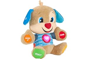 Fisher-Price Baby Learning Toy Laugh & Learn Smart Stages Puppy Musical Plush with Lights & Educational Songs for Infants Ages 6+ Months