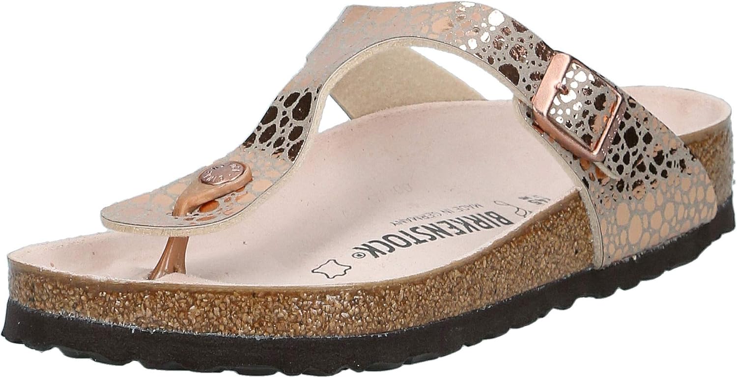 Birkenstock Womens Gizeh Metallic Stones Copper BirkoFlor Sandals 39