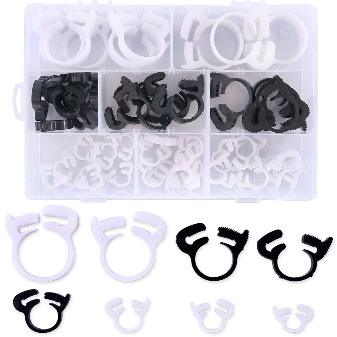 HellermannTyton SNP410M4 Snapper Hose Clamps – White POM, .379" To .421" Diameter Range, 1000/pkg