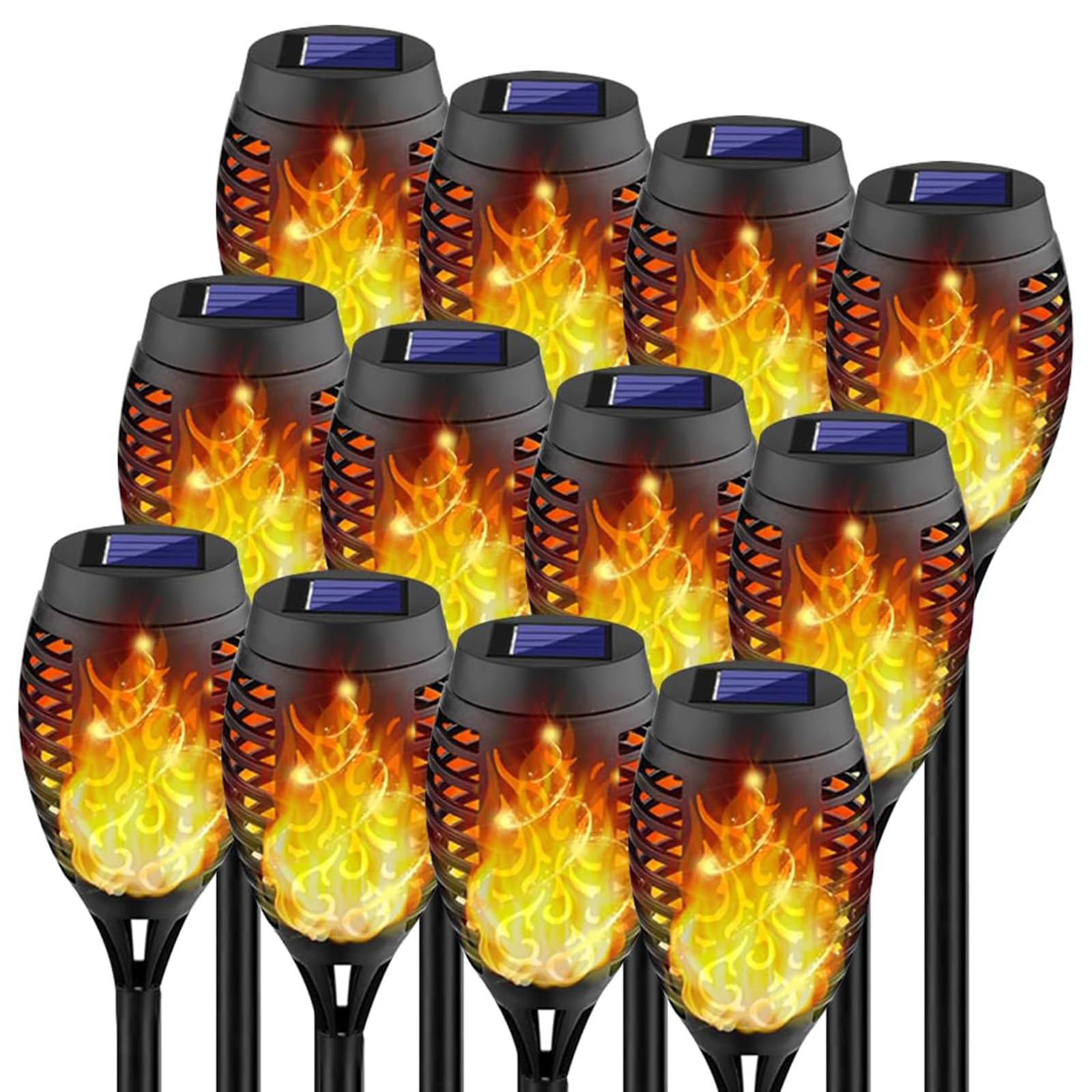 Photo 1 of Swingers Solar Lights Outdoor,Solar Torch Lights with Flickering Flame,Waterproof Outdoor Garden Lights for Outside Patio Pathway Yard Decorations(12, Yellow)