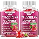 GGMMUU 2 Pack Vitamin B2 Gummies Riboflavin 400mg Supplement with Magnesium for Kids & Adults B2 Gummies for Migra*ne Rel*ef, Nervous System Support & Skin Health, Raspberry Flavor, 120 Count