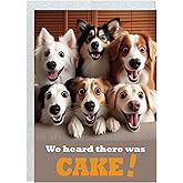 Gooji 5x7 Dogs Birthday Card, Funny Humorous Cute Card for Wife Husband Teenage Young Boy Girl Men Women Adult, Corgi Golden (Cake)