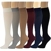 SUMONA 6 Pairs Women Opaque Stretchy Spandex Knee High Trouser Socks