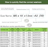 AMLOOPH M5 x 10mm Stainless Steel Washer 1mm Thick 304 A2 50 Pack view 3