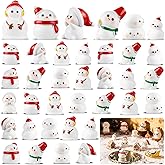 LHSYFBZ 36Pcs Mini Snowman Figurines, Christmas Tiny Resin Snowmen with Hat for DIY Xmas Party Garden Dollhouse Decoration