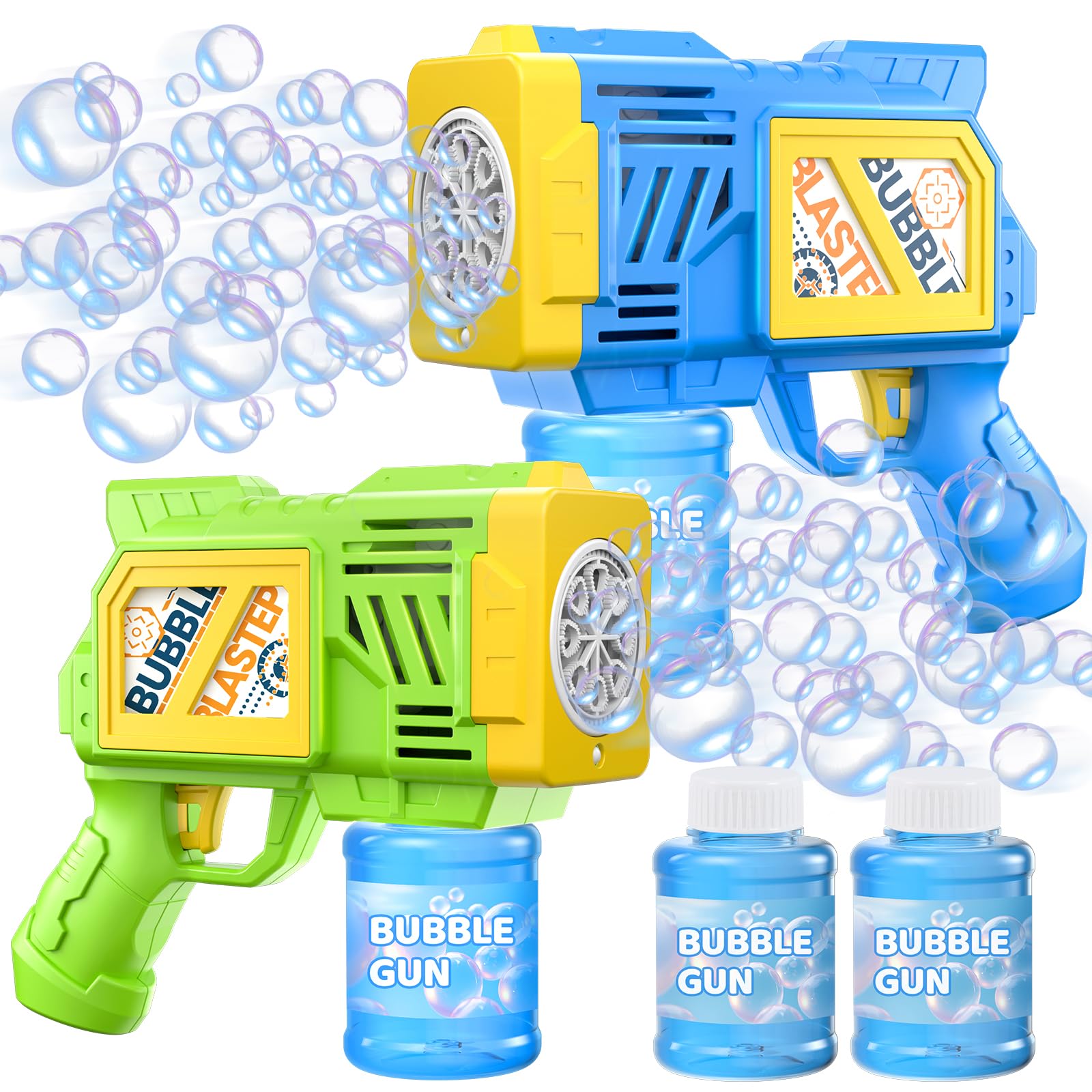2 Pack Bubble Gun for Kids: Bubble Guns for Kids 4-8| Bubble Machine Gun for Toddlers| Easter Basket Stuffers| Bubble Blaster with Refill Solution| Gifts for Wedding Easter Party Favor