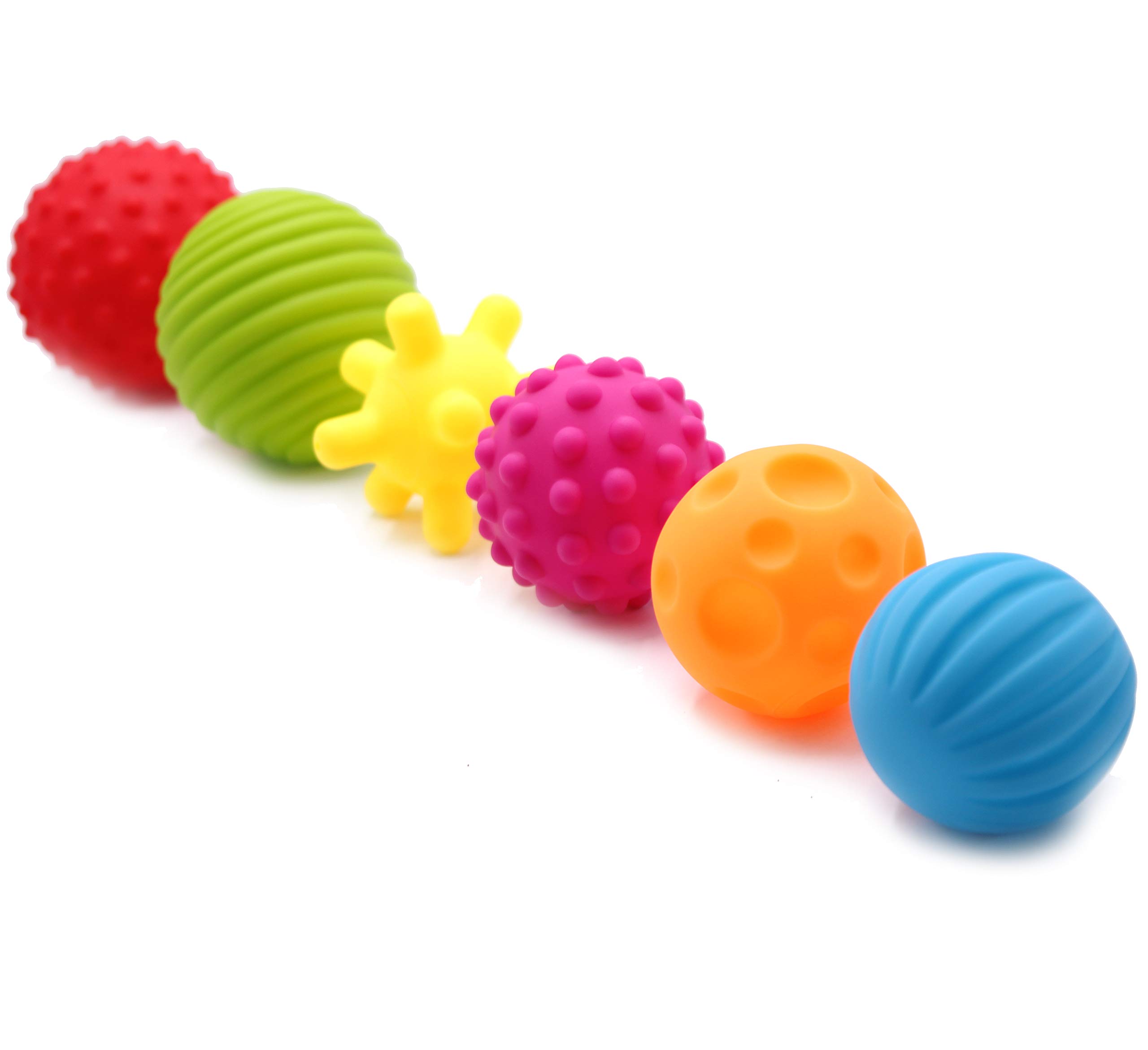 6 Pack Sensory Balls Set for Babies, Soft & Textured Balls with Bright Colors and Sounds for Baby Toddler