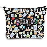 LEVLO Laboratory Cosmetic Makeup Bag Science Lovers Gift Lab Technician Zipper Pouch Bag Laboratory Teacher Merchandise (Lab B Bag)