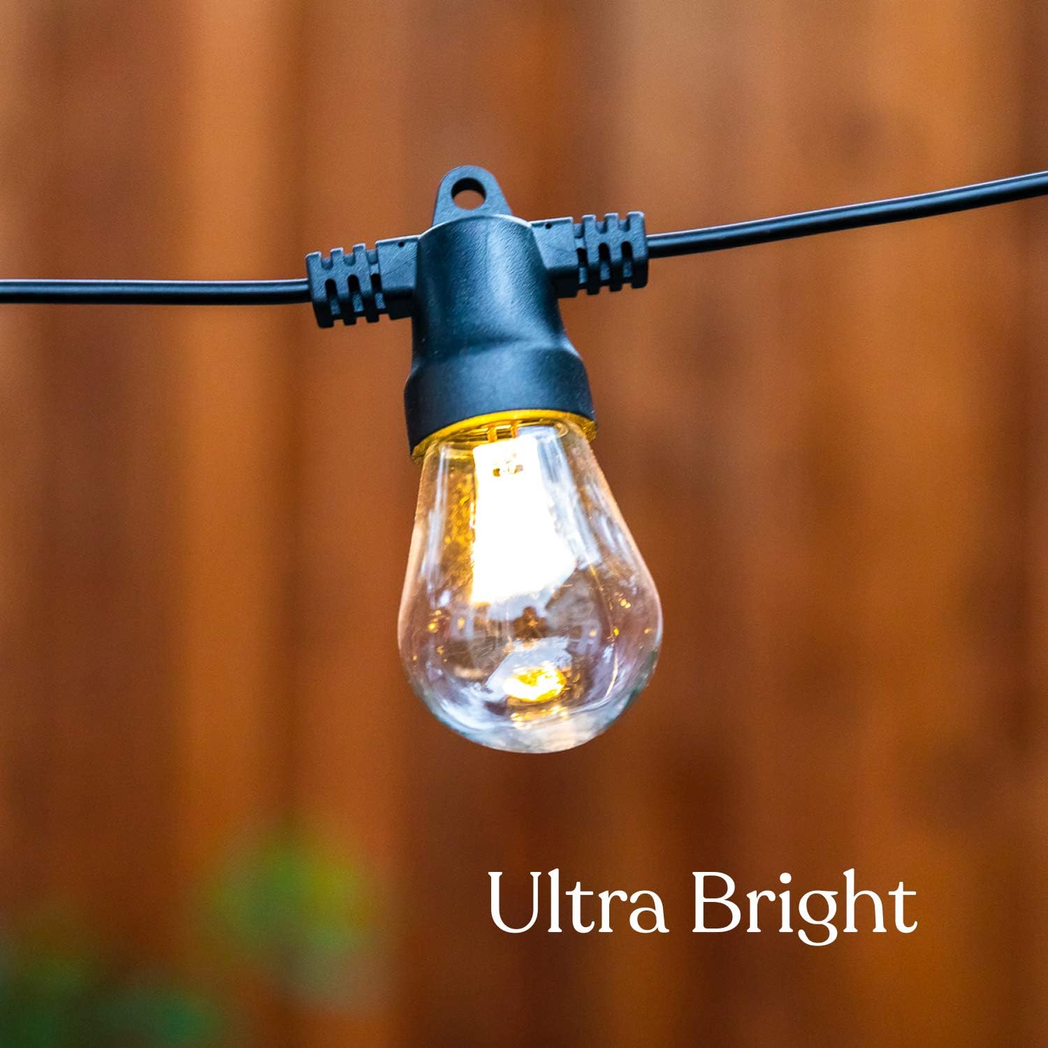 Brightech Ambience Pro - Waterproof, Solar Powered Outdoor String Lights - 48 Ft Vintage Edison Bulbs Create Bistro Ambience On Your Patio - Commercial Grade, Shatterproof - 1W LED, Soft White Light - - 