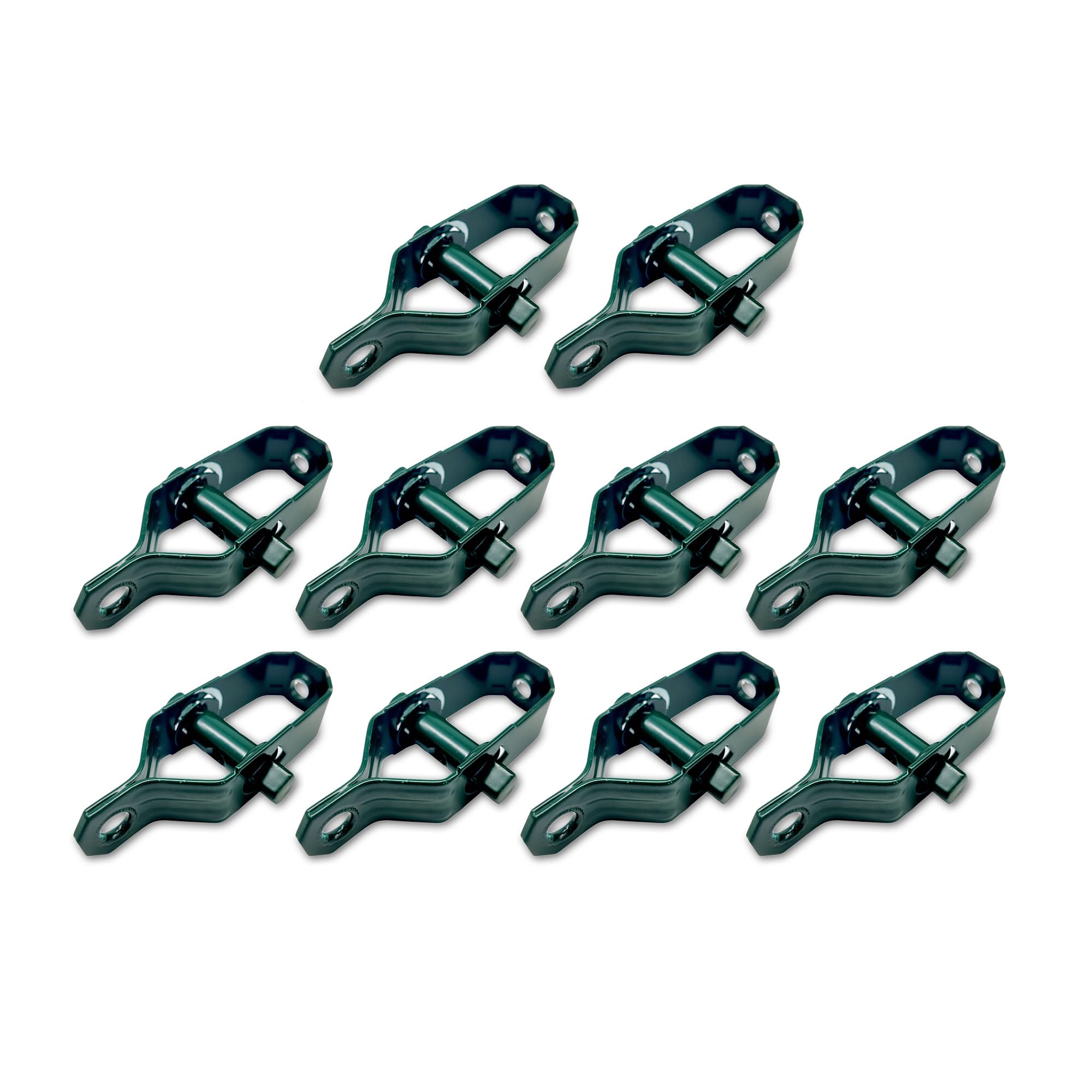 DOJA Barcelona Industrial Fence Wire Tensioner in Galvanised Steel – Green - Pack of 10 - Ratchet Wire Strainer and Garden Tightener for Metal Mesh Fencing, Trellis Support, Turnbuckle