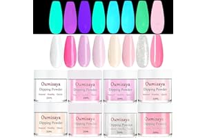 OUMISAYA Glow in the Dark Dip Powder Nail Kit 8 Colors Starter Set Clear Pink White French Nail Collection (Dip Liquid Set Not Included)