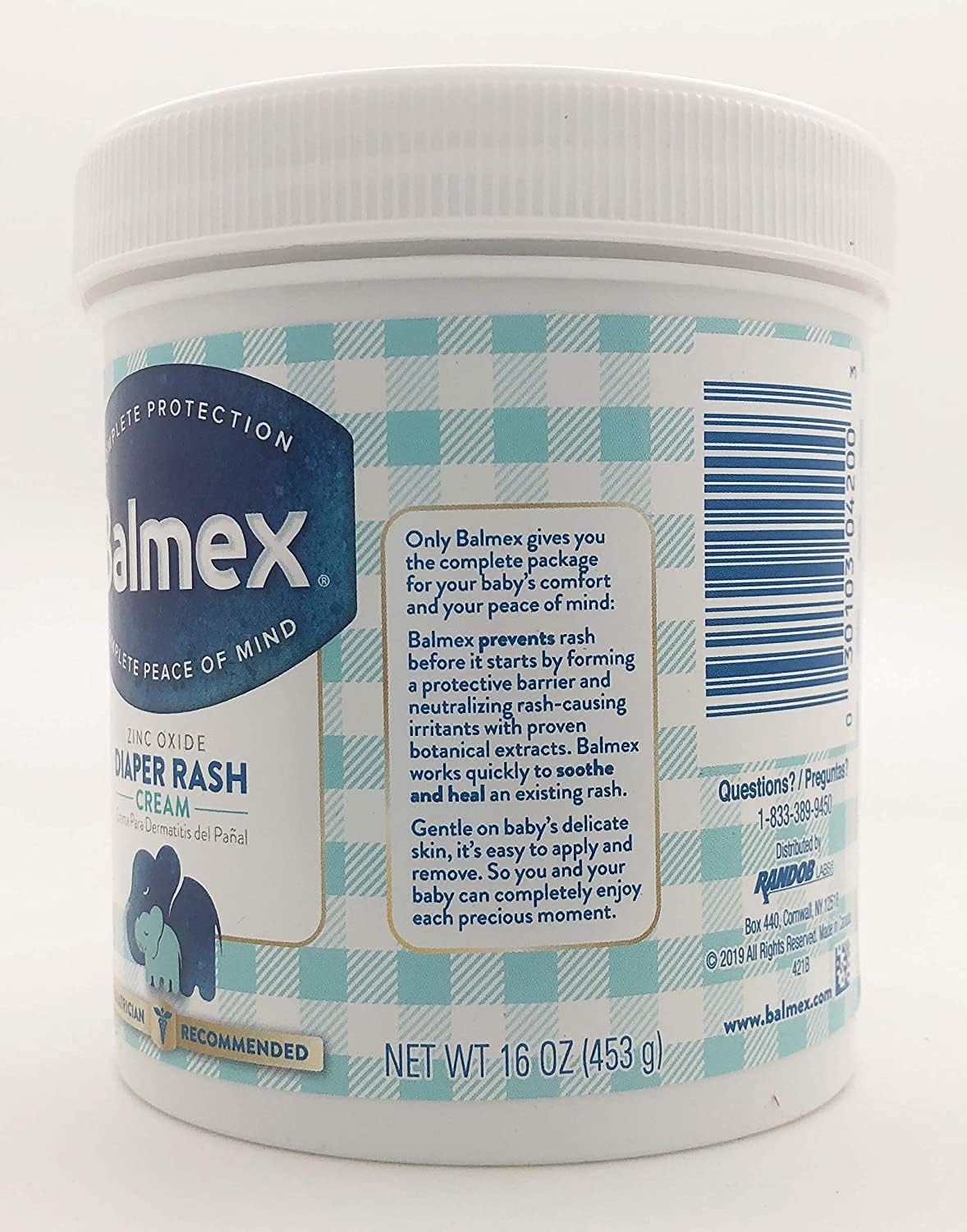 Balmex Diaper Rash Cream With Zinc Oxide 16 Oz (Pack Of 6)