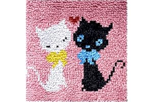Numptain Latch Hook Kits for Kids,DIY Rug Crafts Cat Pattern Color Printed Canvas,Latch Hook Kits for Beginners Handmade Needlework Crafts Home Decoration,12"x12"