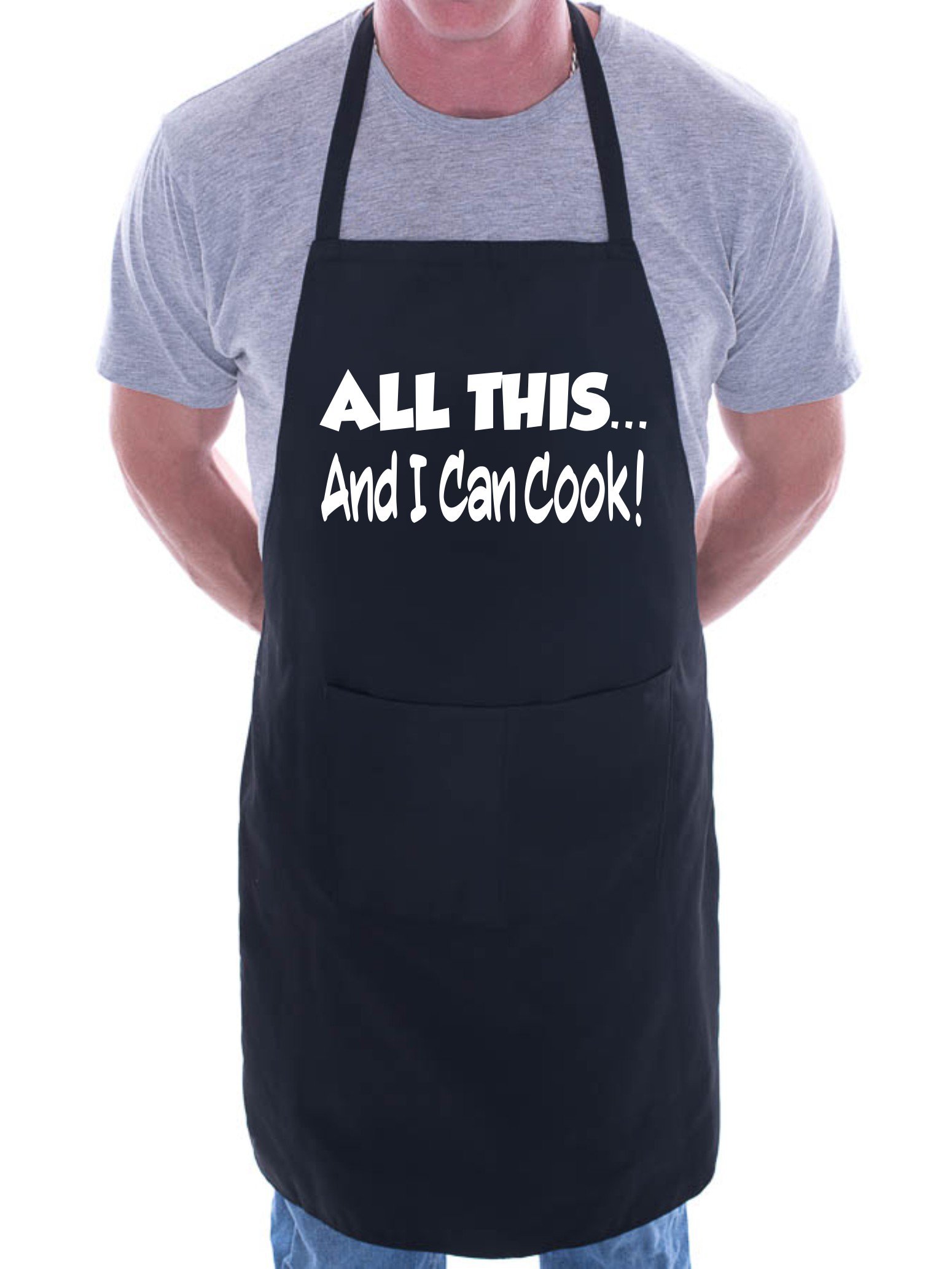 Print4U All This And I Can Cook Funny BBQ Cooking Novelty Apron Black