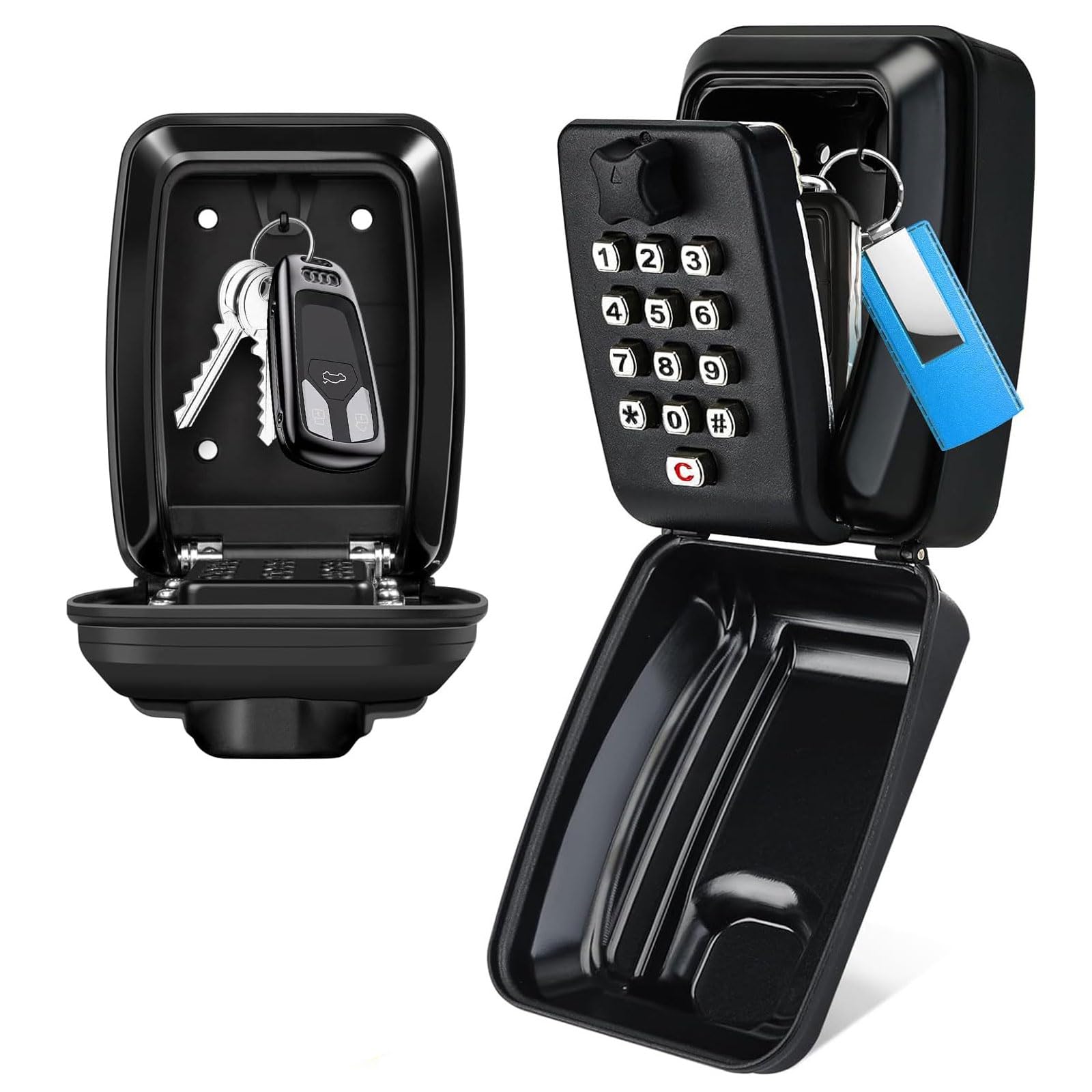 Key Safe, Wall Mounted Outdoor Waterproof Super Security Extra Large Key Box Police Approved, Lockbox 12-Digit Combination Key Storage Box with Weatherproof Cover Home Garage Office School