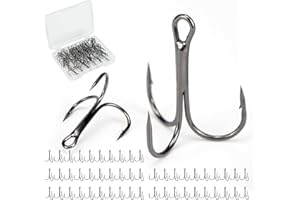 Piscorush Fishing Treble Hooks High Carbon Steel Fishing Hooks Classic Round Bend Sharp Solid Triple Barbed Fish Hook Fishing Tackle