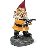 Angry Little Garden Gnome Statue, Outdoor Lawn & Yard Home Defender, Combat Figurine Sculpture Decorations, Funny Housewarming Gag Gift