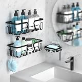 KEGII 3-Piece Shower Caddy Adhesive Stainless Steel Black view 2