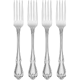 Oneida True Rose Dinner Forks,silver set of 4 | mirror finish, dishwasher safe | cutlery set for kitchen and dining, utensil set, heavy duty, kitchen essentials