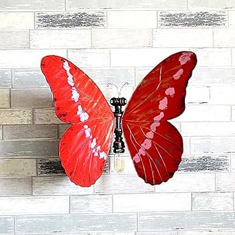 Mariposa roja DIY Decoración Aplique de pared Steam Punk Loft