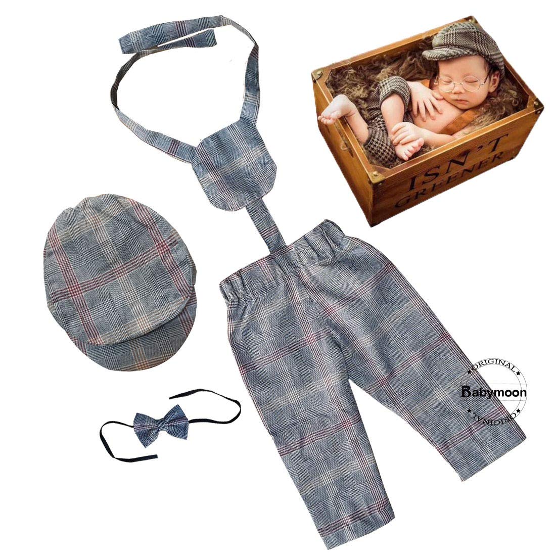 Babymoon (Set of 3) Cap, Bow & Suspender Baby Photography Photoshoot