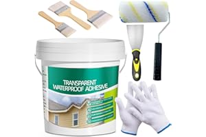 QIVEAORY 2.5Kg/101Fl.oz Transparent Waterproof Coating Invisible Waterproof Agent Set with Indoor&Outdoor Insulating Sealant with Wooden Brush Putty Knife Cut Resistant Work Gloves Paint Roller(3L/0.79Gal)
