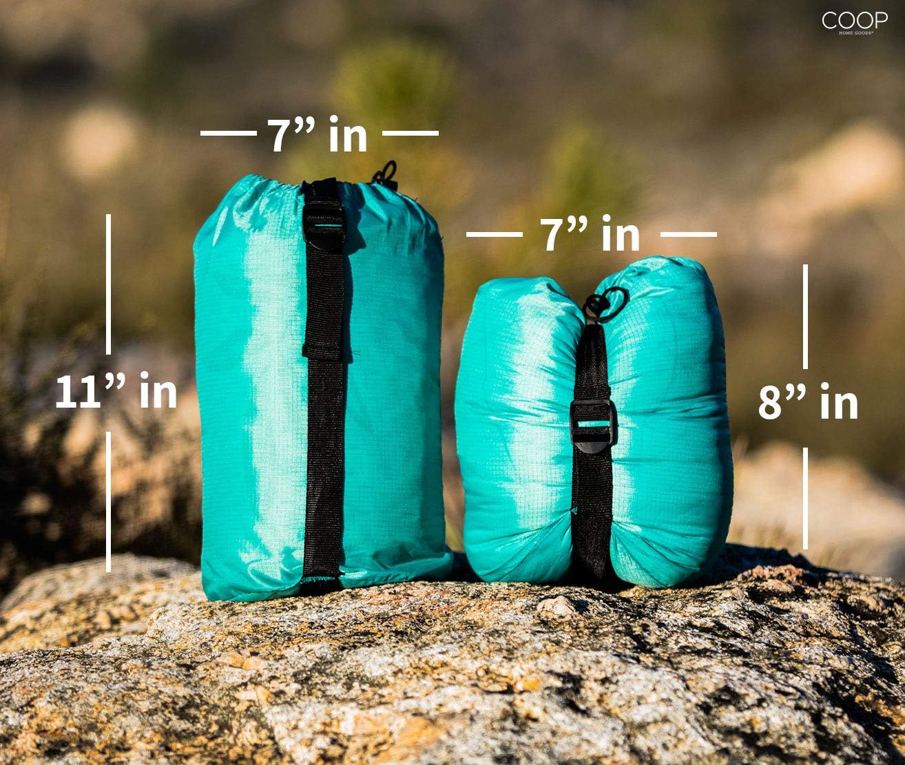 Coop Home Goods - Adjustable Travel and Camping Pillow - Hypoallergenic Shredded Memory Foam Fill - Lulltra Washable Cover - Includes Compressible Stuff Sack - CertiPUR-US/GREENGUARD Gold Certified: Sports & Outdoors