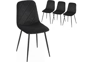 HOMCOM Dining Chairs Set of 4, Upholstered Kitchen Chair with Metal Legs, Modern Dining Room Chairs for Kitchen, Black