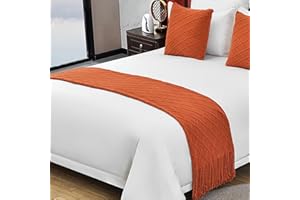nstvifu Knit Bed Runners for King Size Bed, Solid Color Bed Scarf with Tassel, Boho Woven Bed Scarves No Fading Soft Bed Throw Blanket for Bedroom Home Hotel (60x230cm/23.6 * 90.6in,B2)