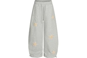 Aelfric Eden Star Applique Baggy Barrel Sweatpants Wide Leg Elastic Waisted Sweat Pants Y2K Casual Lantern Trouser