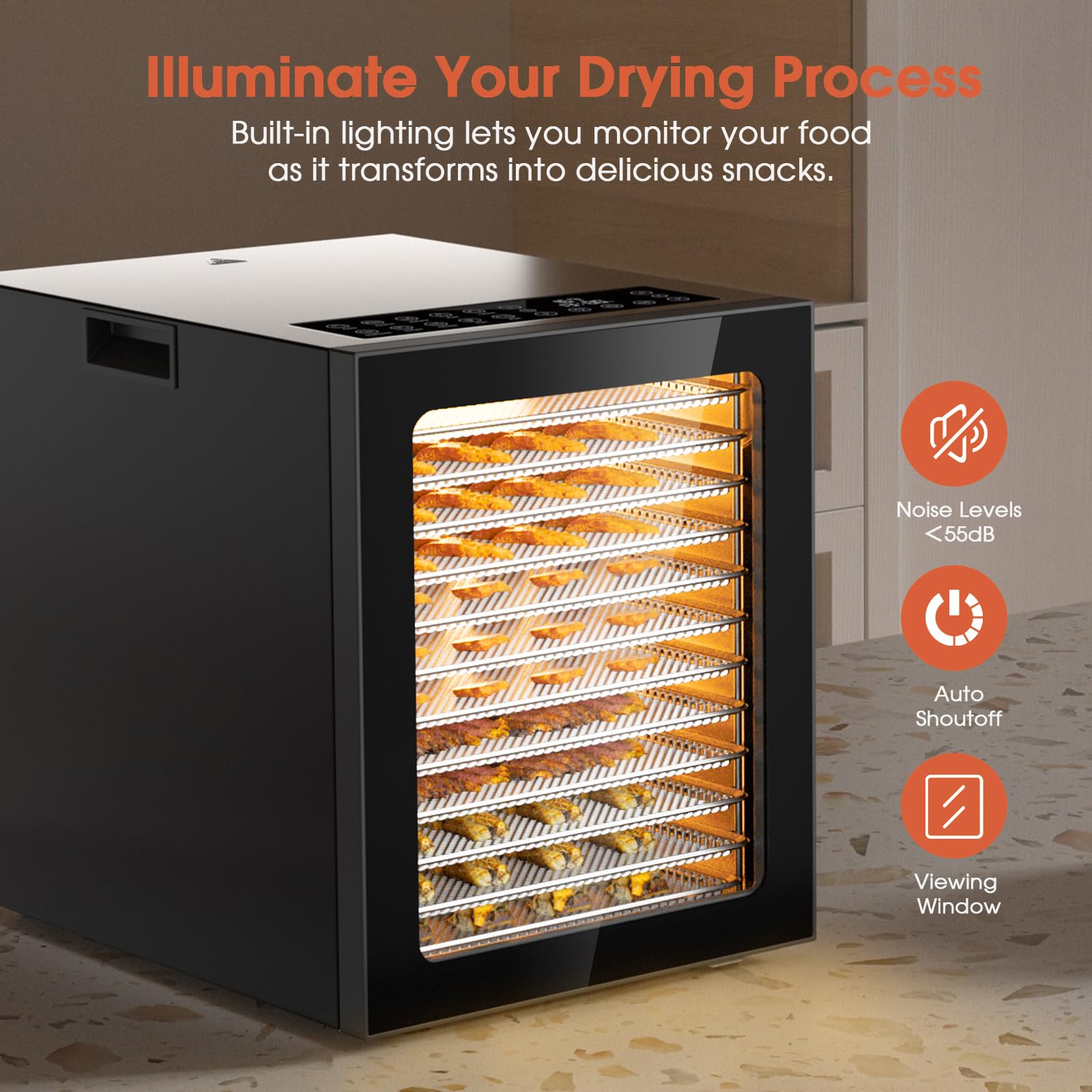 Food Dehydrator Machine, Stainless Steel Digital Food Dryer for Home,10 Presets, 48H Timer and Temperature Control, 850W Dehydrators for Food and Jerky, Dog Treats,Meats & Veggies