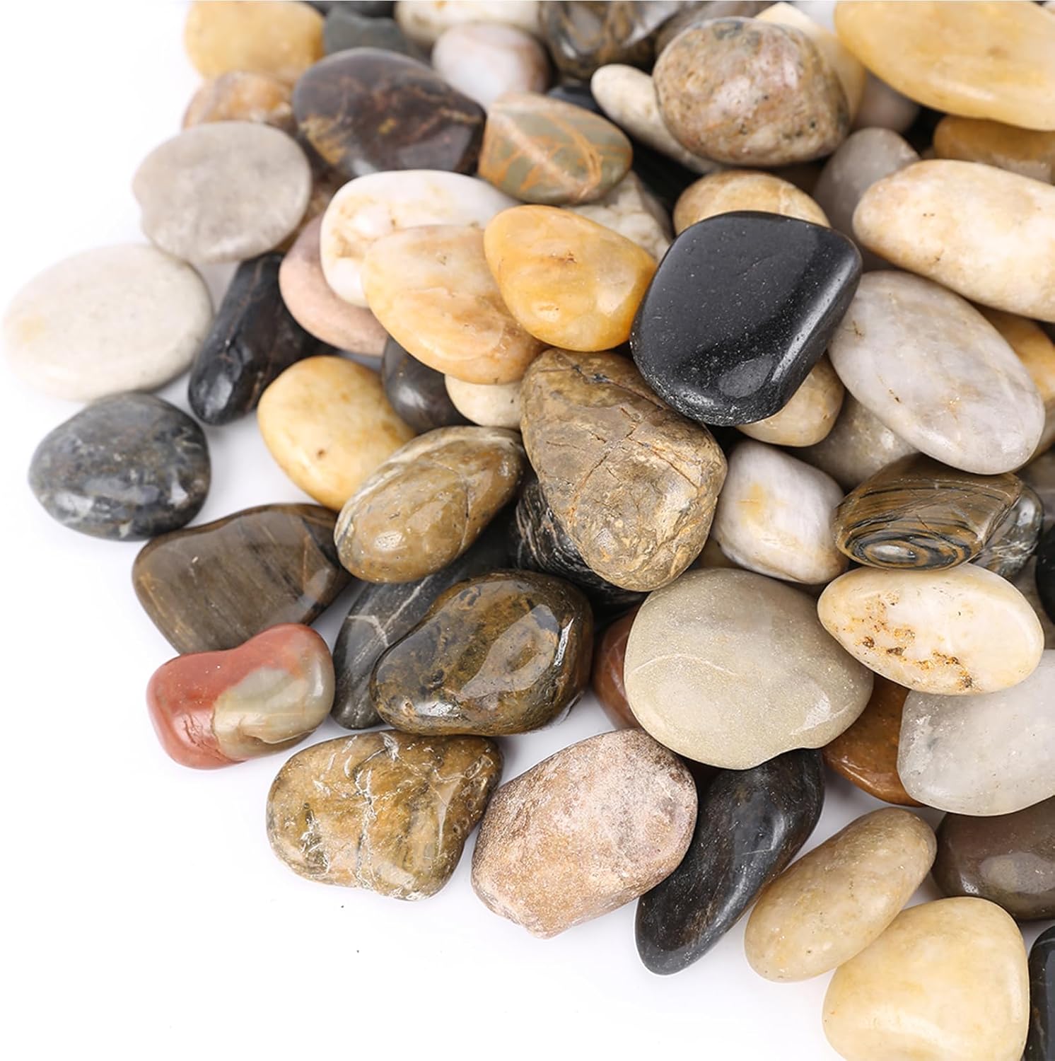 Hardscaping Materials - GRISUN 15lbs Mixed Color River Rocks for Landscaping,1-2 Inch Decorative Stones for Garden, Aquarium, Fish Tank Gravel, Flower Bed Polished Rocks, Vases Plants Stones, Pebbles