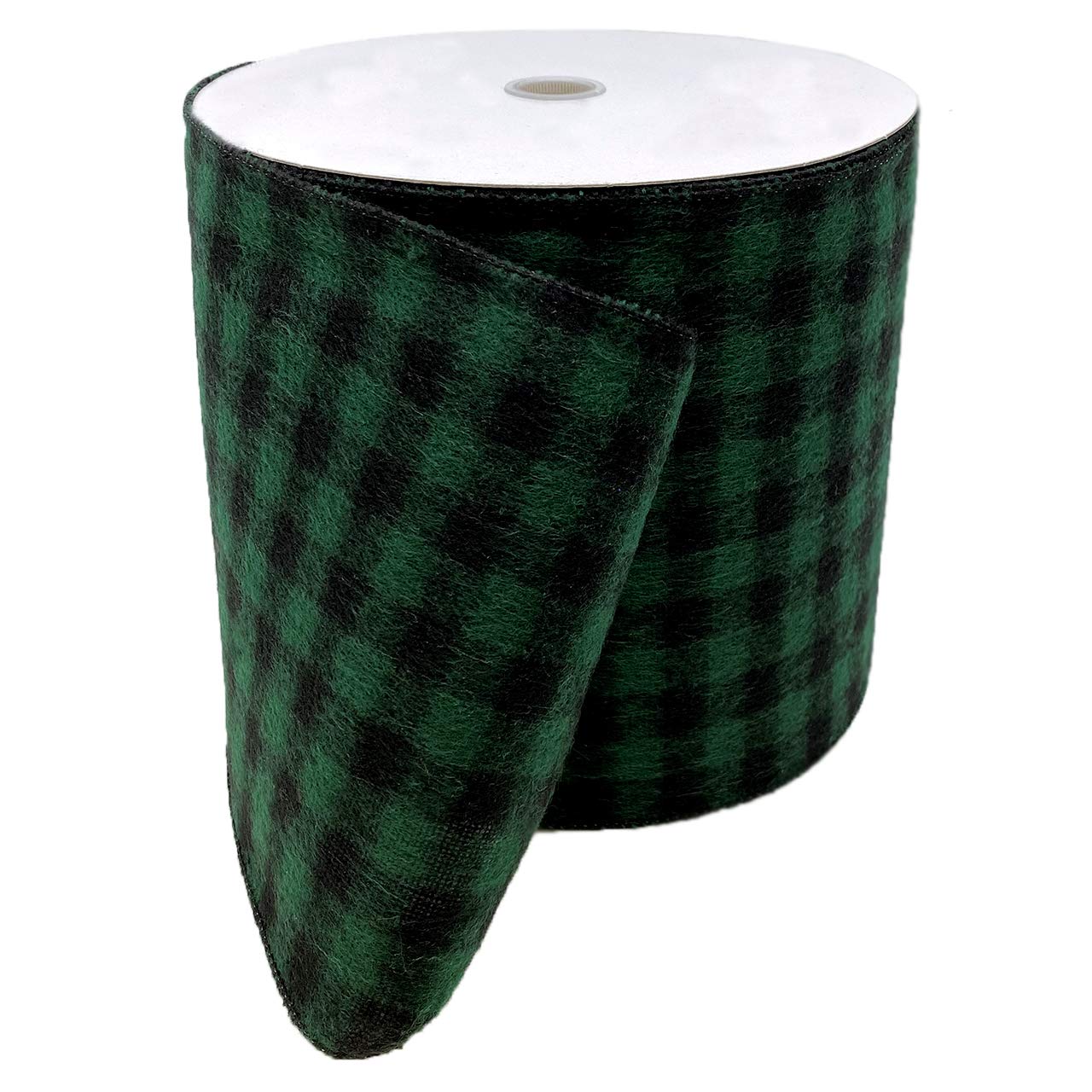 Morex Ribbon Wired Buffalo Plaid Ribbon, 6 inch by 100 feet, Green/Black, 7457.150/33-607 Image