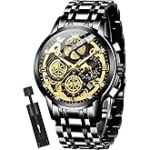 OLEVS Mens Watch Chronograph Luxury Diamond Dress Business Analog Quartz Wrist Watches Stainless Steel Waterproof Luminous