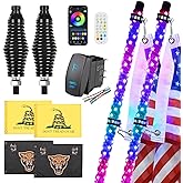 Ehaho 2 Pack 2FT Whip Lights with Spring Base,LED Whip Light with App & Remote Control, Spiral RGB Chasing Lighted Whips with Rocker Switch, Music Whip Light for UTV ATV Polaris RZR Can-Am SXS Truck