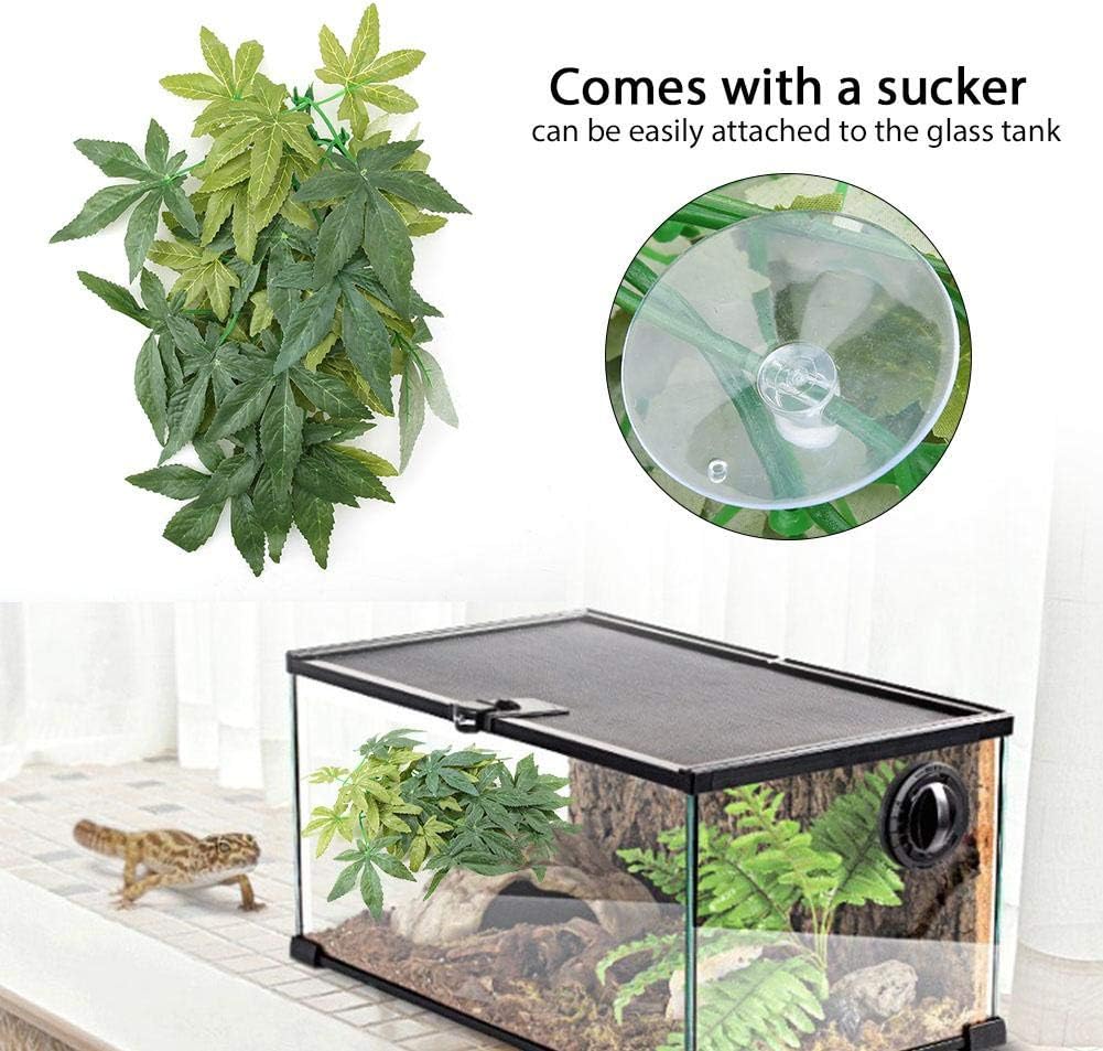 Artificial Plants Fake Leaves Plastic Green Grass with Sucker for Aquarium Fish Tank Reptile Terrarium Habitat Box Cage Terrarium Ornaments Outside Home Garden Eco-Friendly Decor(50cm/19.69in) - Image 4